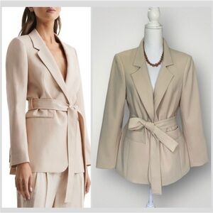 Iris Setlakwe Single Breasted Tie Front Blazer Size 12‎ in Cream Color